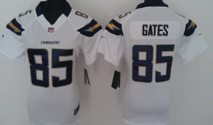 Nike San Diego Chargers 85 Antonio Gates White Game Team Women's Jersey